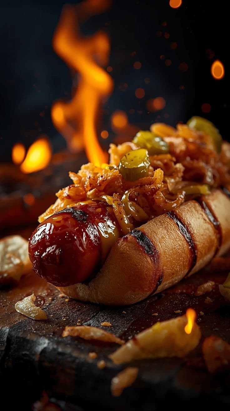 Hot dog gourmet a la parrilla