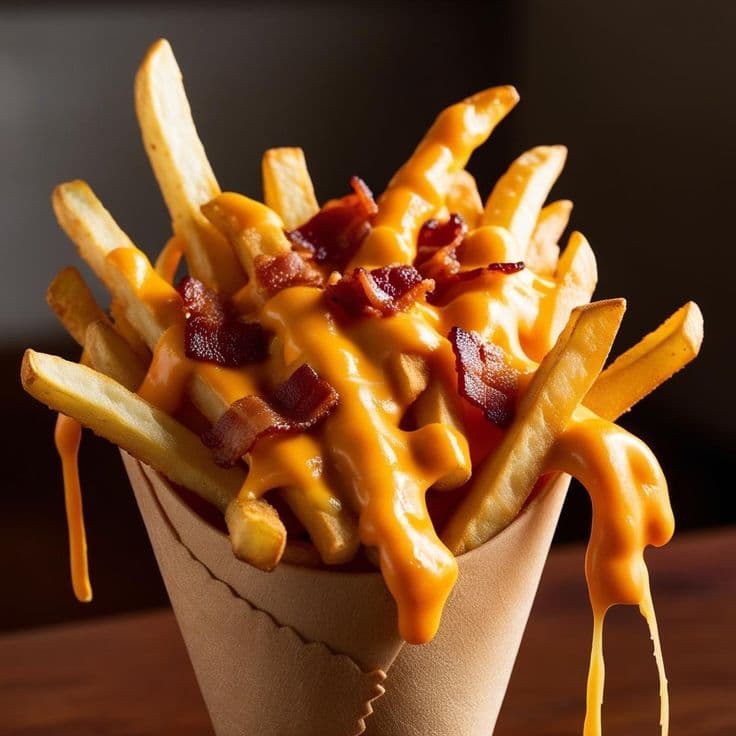 Papas cheddar con bacon